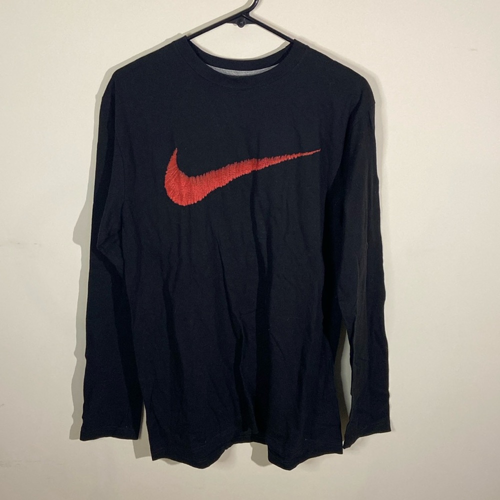 Nike Black Long Sleeve Shirt w/ red swoop Size L